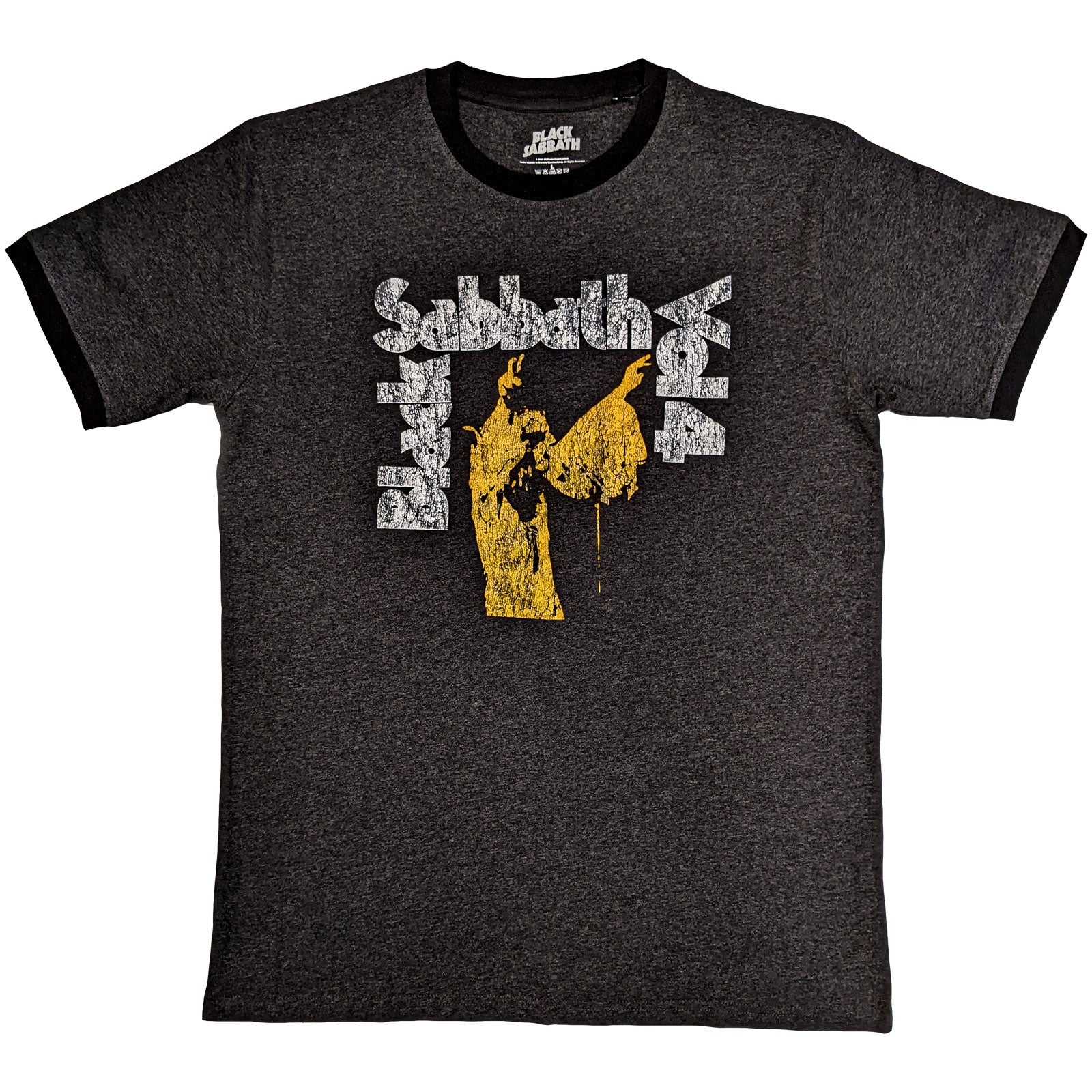 Charcoal t-shirt with Black Sabbath “Vol 4” album art graphic.