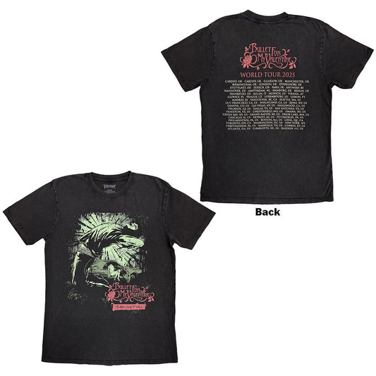 Black t-shirt with Bullet for My Valentine graphic on front and tour dates back.