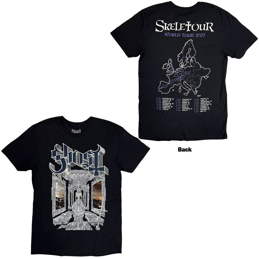 Black Ghost band t-shirt with front album artwork and back 2025 tour map.