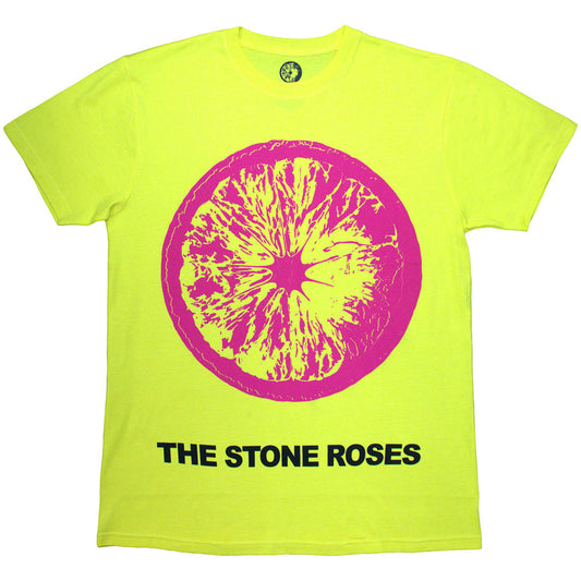 Yellow t-shirt with a pink lemon graphic and band name text.