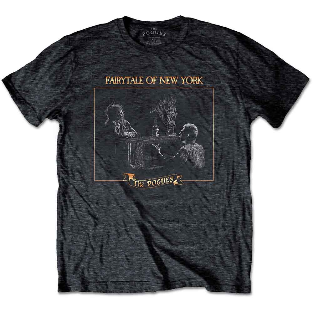 Heather grey t-shirt with "Fairytale of New York" album art print.
