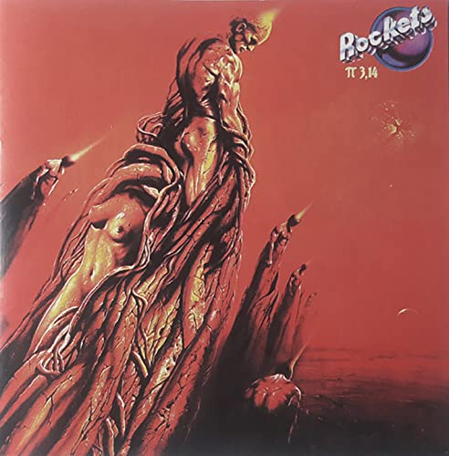 Red album cover for “Rockets - 3.14” featuring a muscular, abstract figure.