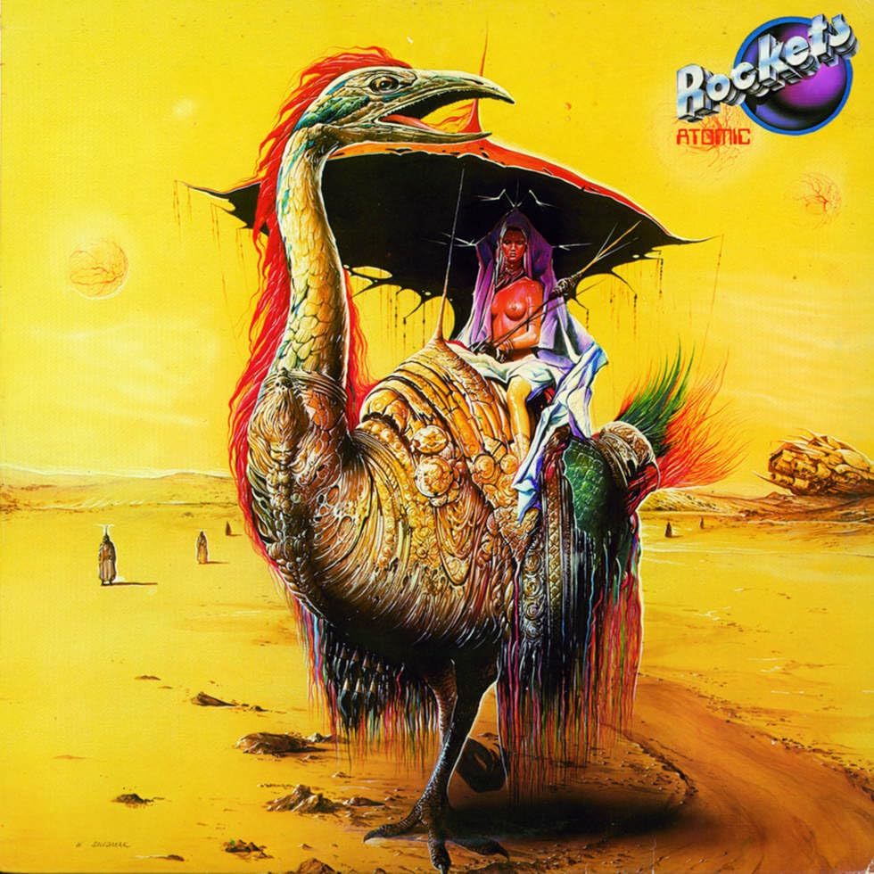 Album cover: a person rides a colorful, bird-like creature in a desert.