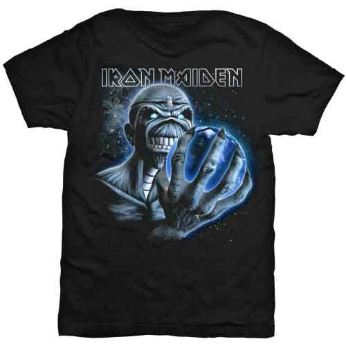 Man wearing a black Iron Maiden t-shirt with Eddie artwork.