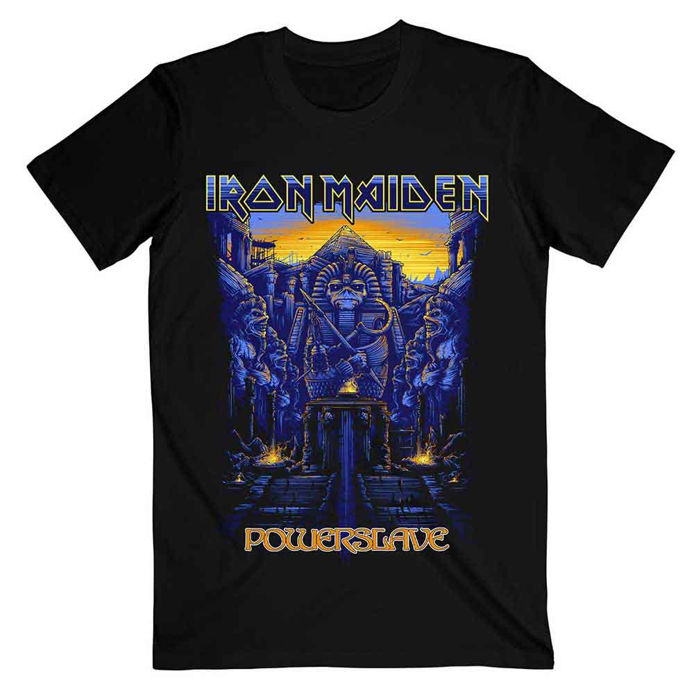 Black Iron Maiden t-shirt with pyramid and pharaoh graphic.