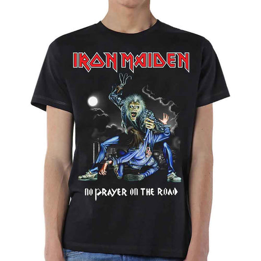 Black Iron Maiden t-shirt with “No Prayer on the Road” graphic.