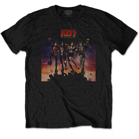 Black t-shirt with a graphic of the rock band KISS.