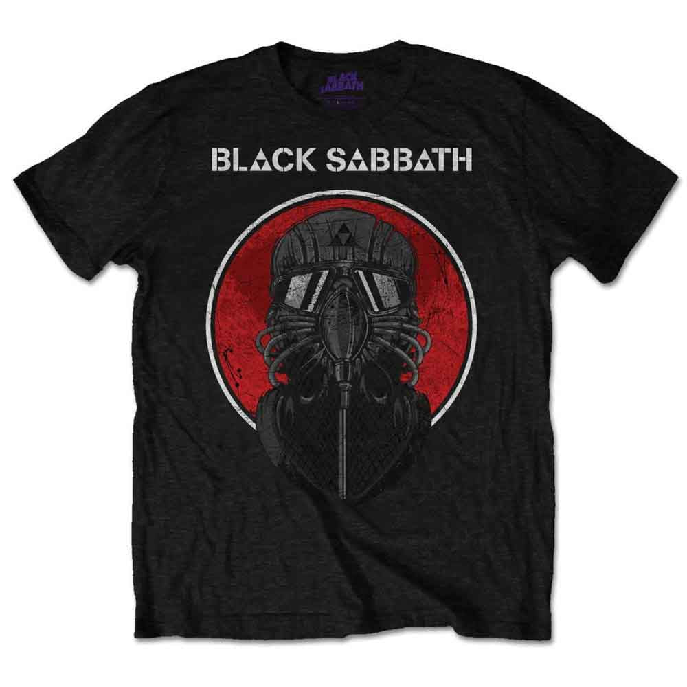 Black Black Sabbath t-shirt with a pilot helmet graphic inside a red circle.