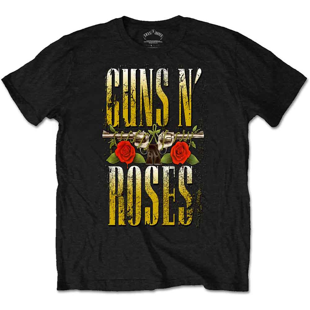 Black Guns N' Roses t-shirt with graphic of guns and roses.