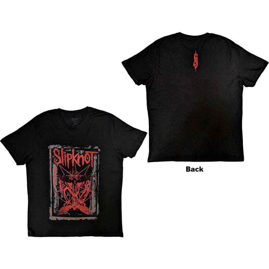 Man wearing a black Slipknot t-shirt with a red graphic design.