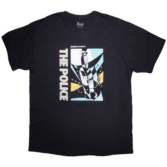 Navy blue t-shirt with "The Police" album art graphic.