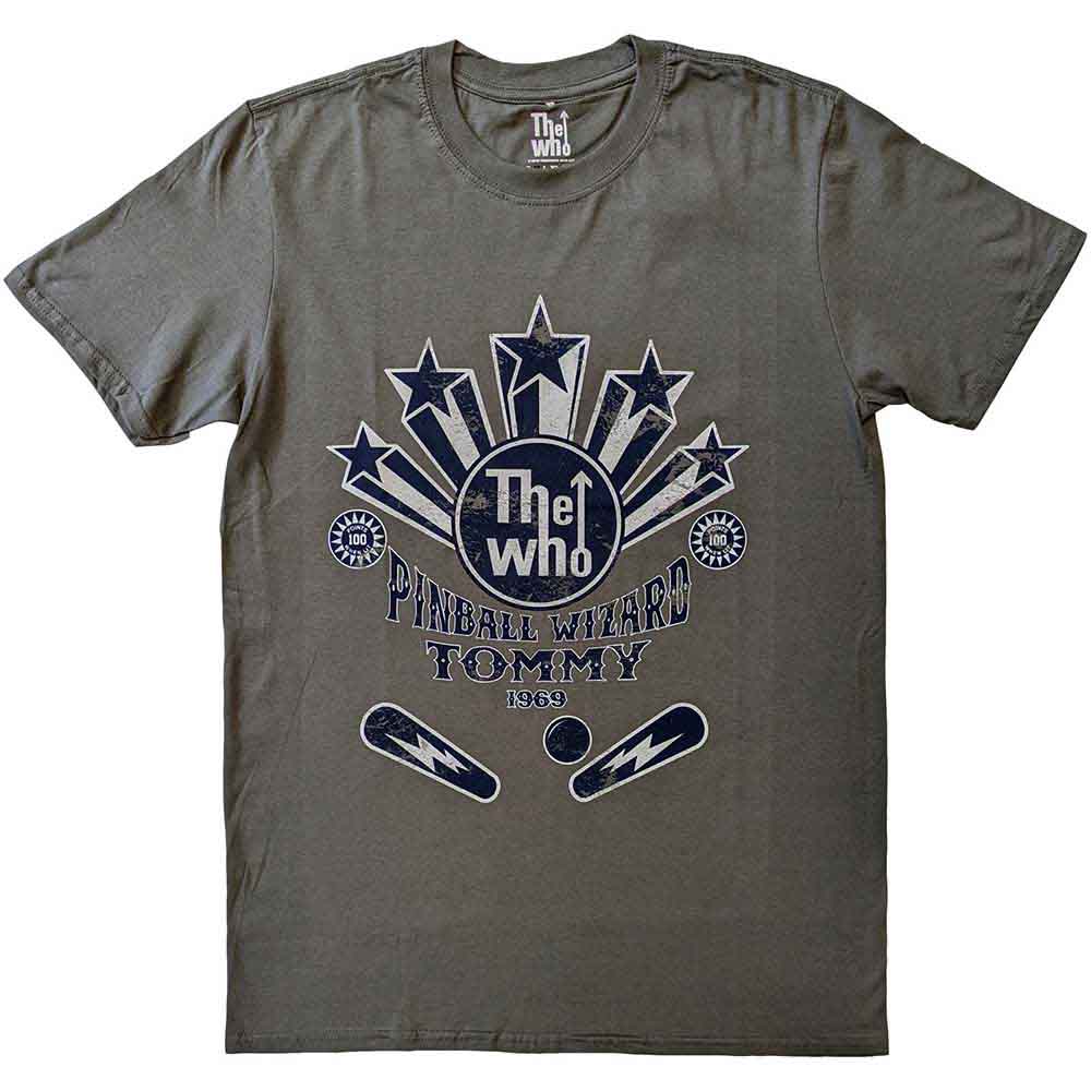 Charcoal grey t-shirt with "The Who" Pinball Wizard graphic design.