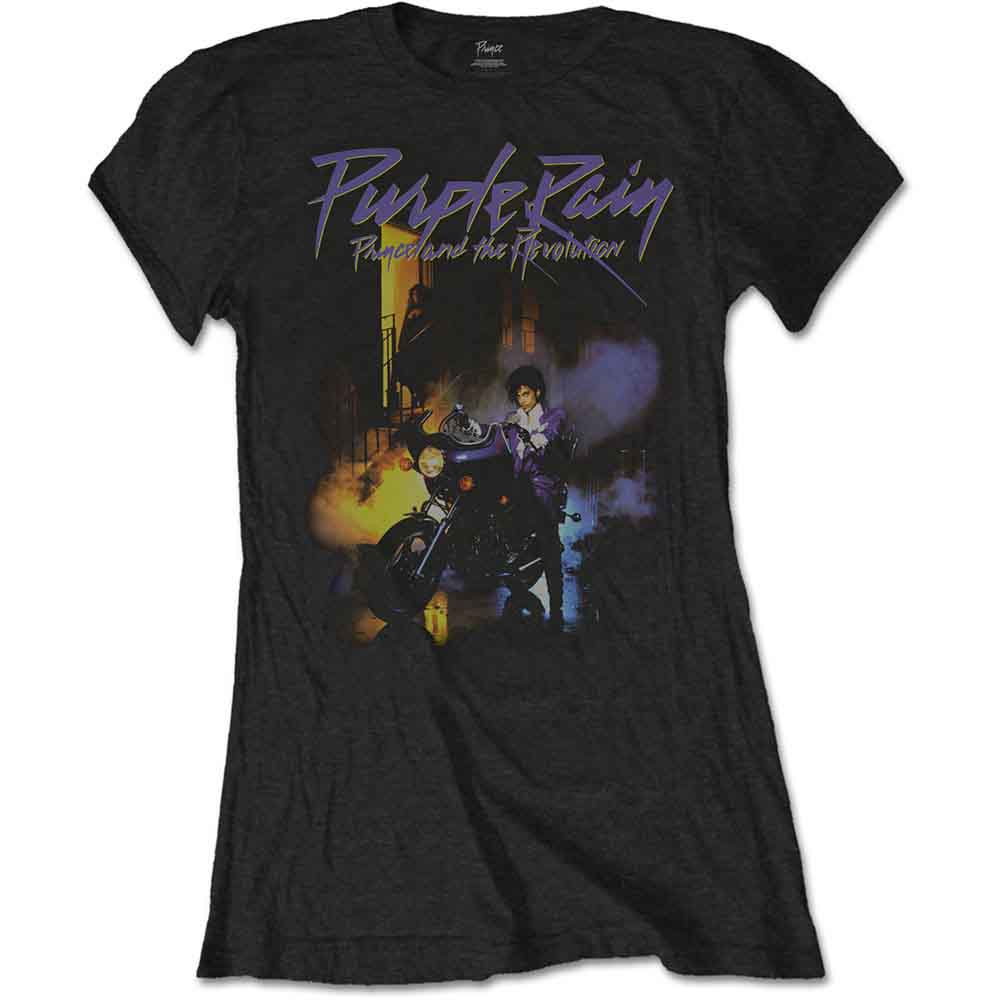 Purple t-shirt with Prince’s “Purple Rain” album artwork, size X-Small.