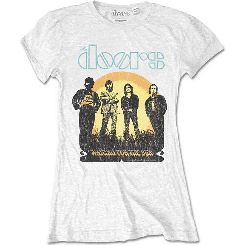 White t-shirt with The Doors “Waiting for the Sun” album artwork.