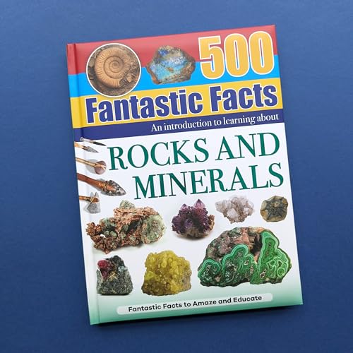 Book cover titled 500 Fantastic Facts Rocks and Minerals featuring various rock and mineral specimens.