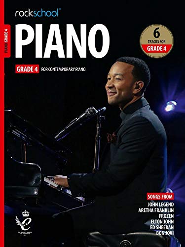 Rockschool Piano Grade 4 book cover featuring John Legend at a piano.