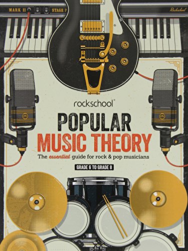 Cover of Rockschool Popular Music Theory Guidebook for grades 6 to 8 featuring musical instruments.