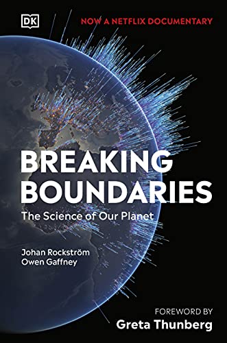 Book cover: Earth with radiating lines, title “Breaking Boundaries.”