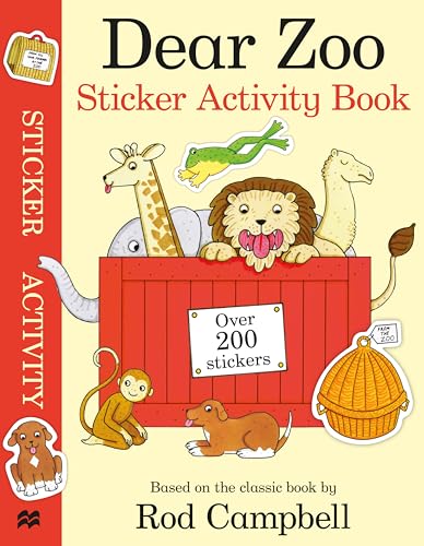 “Dear Zoo” sticker activity book cover with animal illustrations.