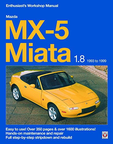 Yellow Mazda MX-5 Miata car on cover of a workshop manual.