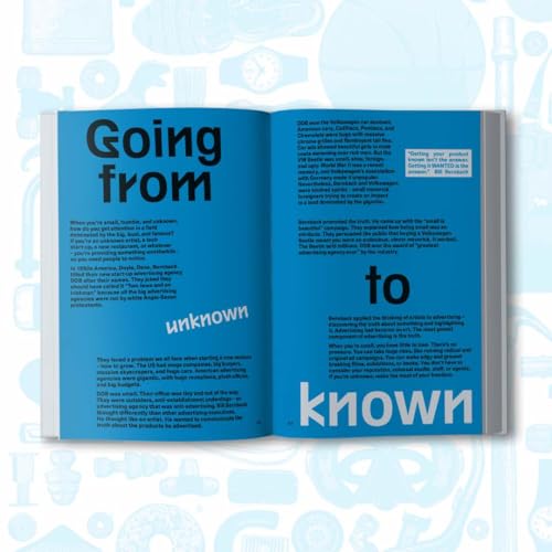 Open book with blue pages displaying text and a clock illustration.