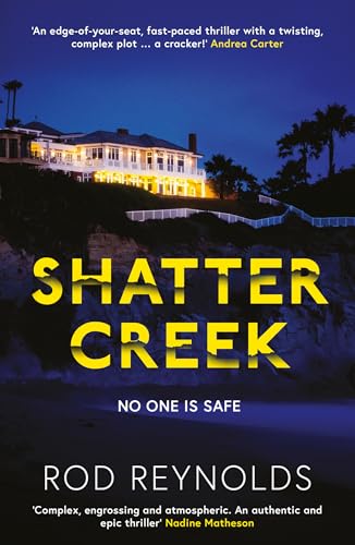 Book cover: “Shatter Creek” with a large house on a cliff at dusk.
