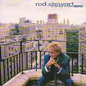 Rod Stewart album cover: man on balcony with city skyline.