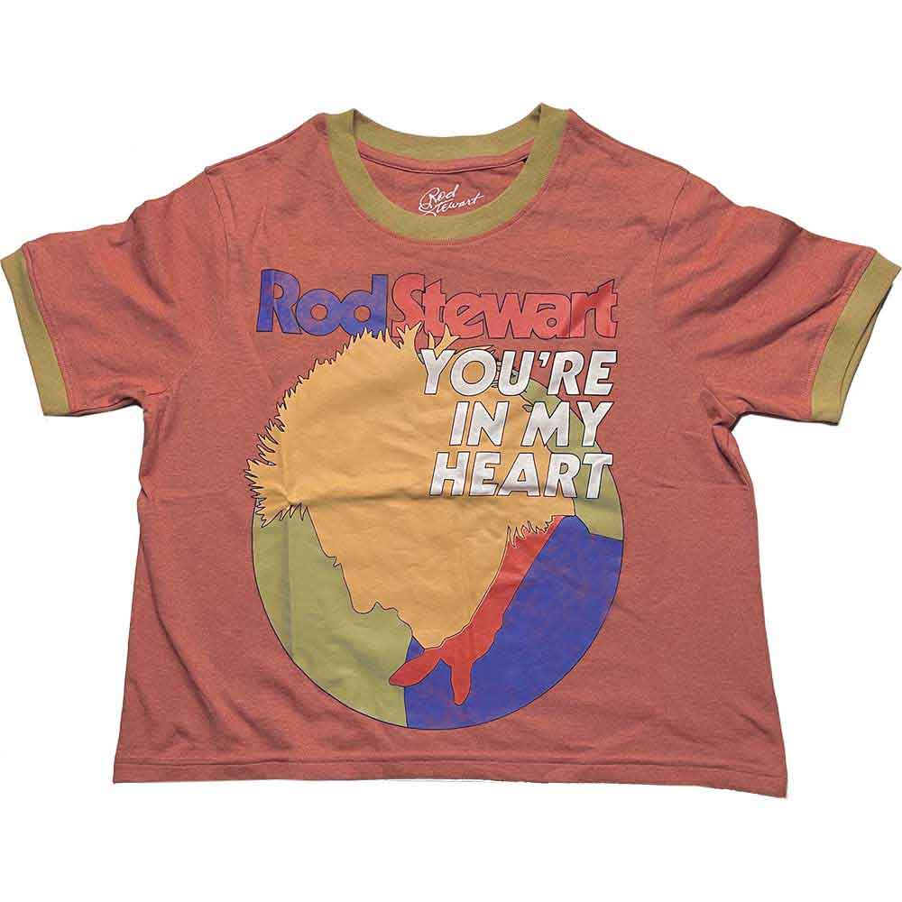 Ladies’ medium crop top featuring Rod Stewart’s “In My Heart” album artwork.