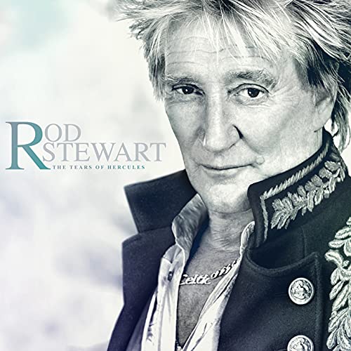 Rod Stewart album cover, close-up portrait with ornate jacket detail.