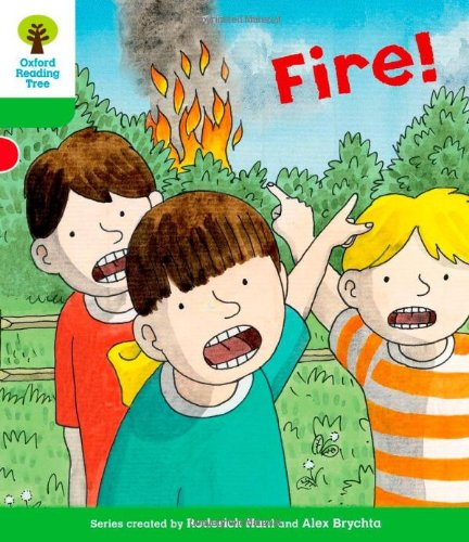 Children react with shock as they watch a tree on fire.