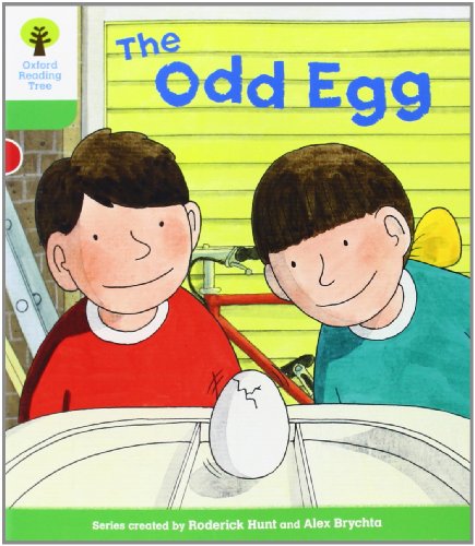 Book cover showing two boys looking at a cracked white egg on a table.