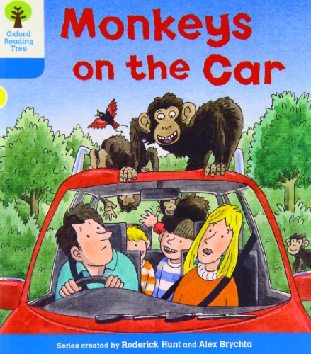 Book cover showing monkeys on the roof of a car with a family inside.