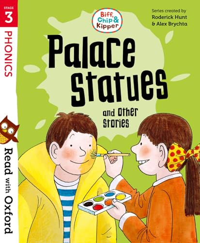 Book cover with illustrated children painting, titled "Palace Statues.