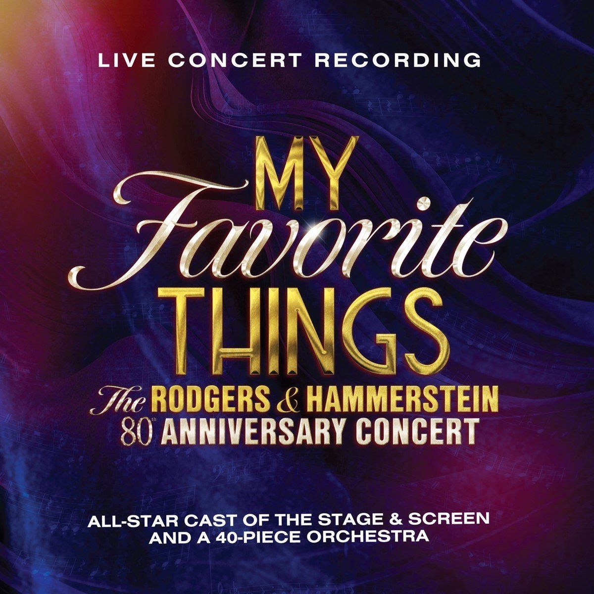 CD cover for “My Favorite Things” concert, featuring gold script text.