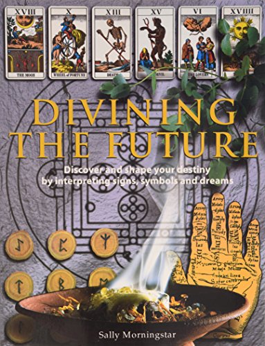 Book cover with tarot cards, symbols, and a hand with palmistry lines.