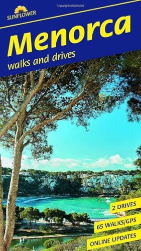 Menorca walking guide cover with coastal landscape and yellow text.