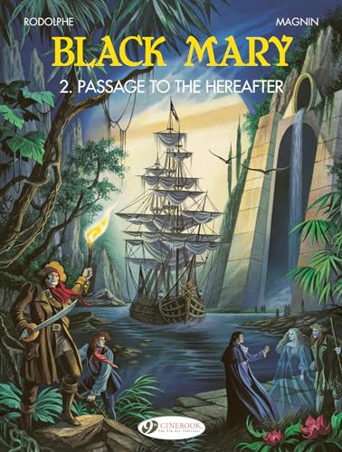 Book cover: ship, figures with swords, waterfall, and lush jungle scene.