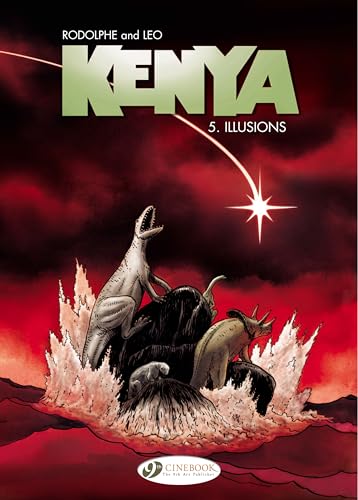 Comic book cover: dinosaurs erupting from a fiery, red landscape.