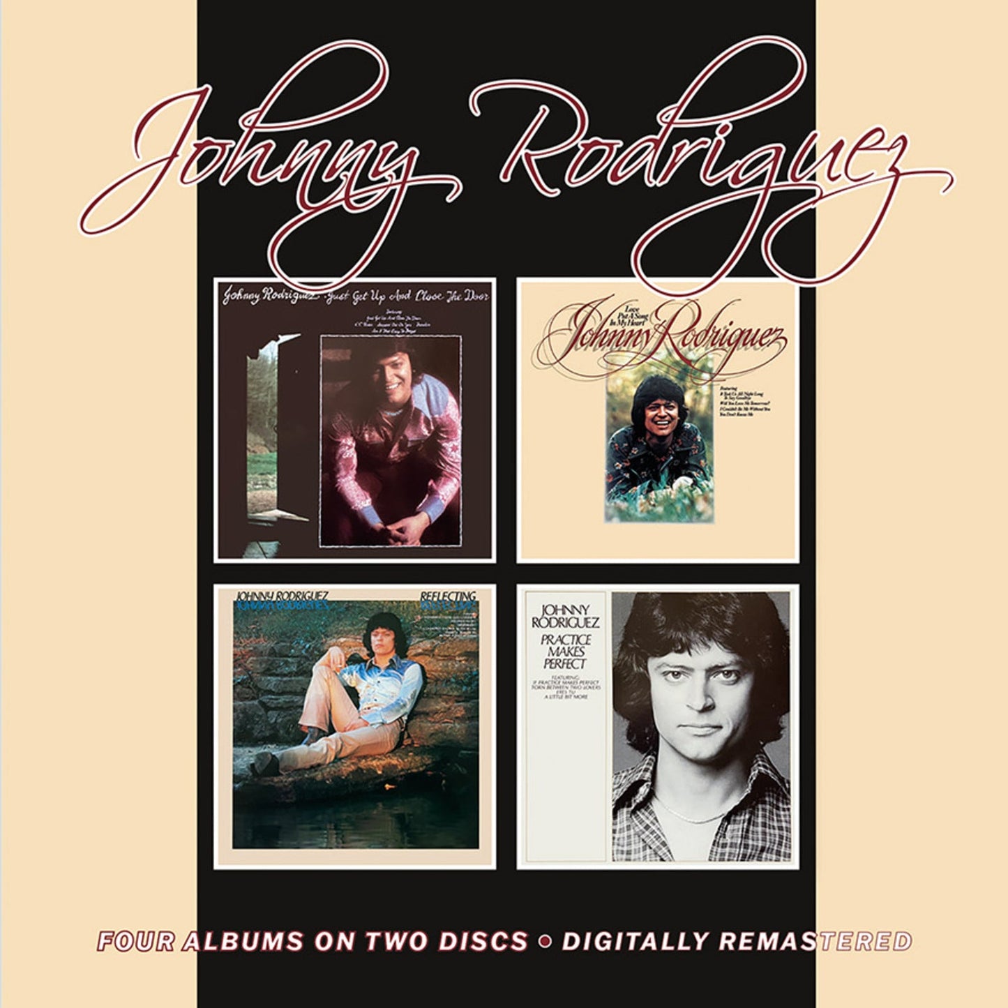 Johnny Rodriguez CD with four album covers and portrait photos.