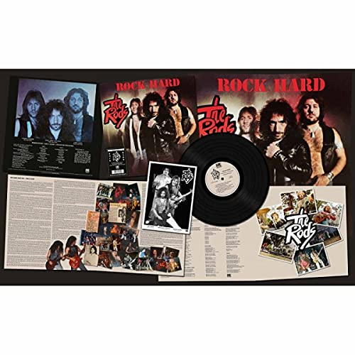 Vinyl record "Rock Hard" by The Rods with album artwork and inserts.