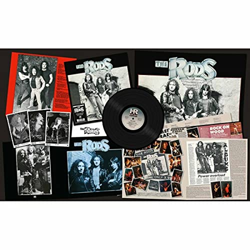 Vinyl record with album artwork featuring a 1980s rock band, The Rods.