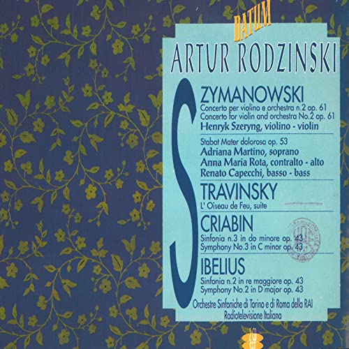 CD cover for Artur Rodzinski featuring a light blue text panel on floral background.