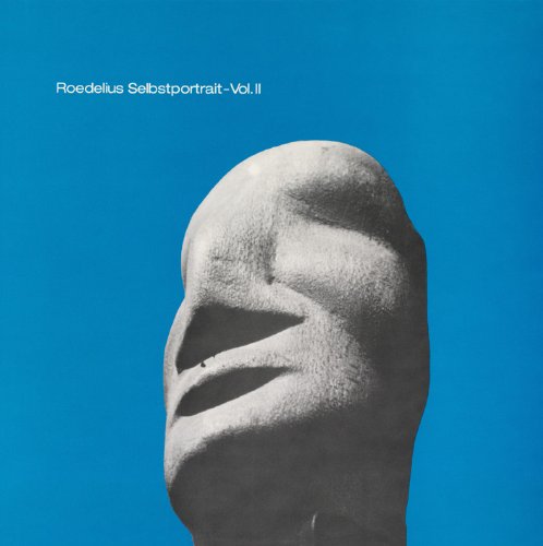 Album cover for Roedelius’ “Selbstportrait II” featuring a stone face.