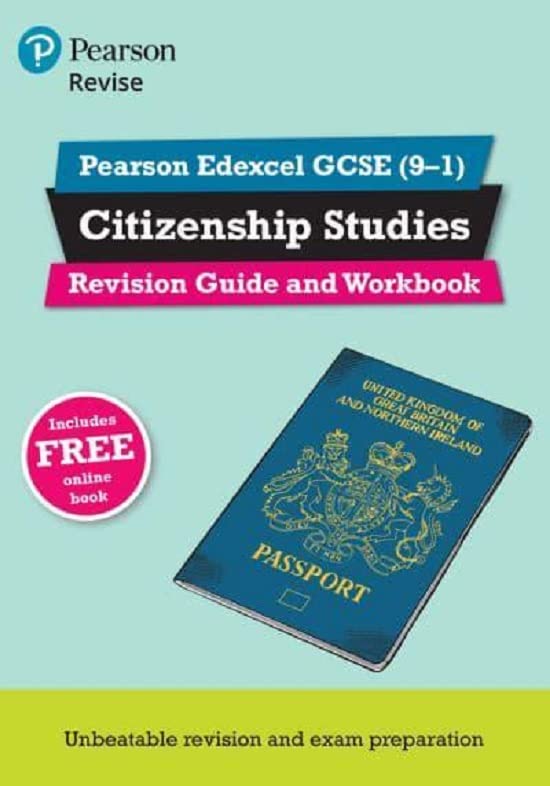 Pearson Edexcel GCSE Citizenship revision guide with a passport image.