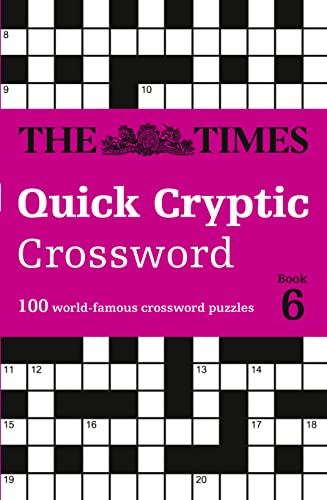 Crossword puzzle book cover with black and white grid and pink title.