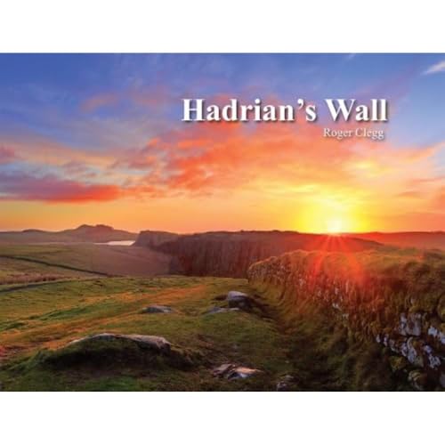 Hadrian’s Wall book cover with a sunset landscape view.