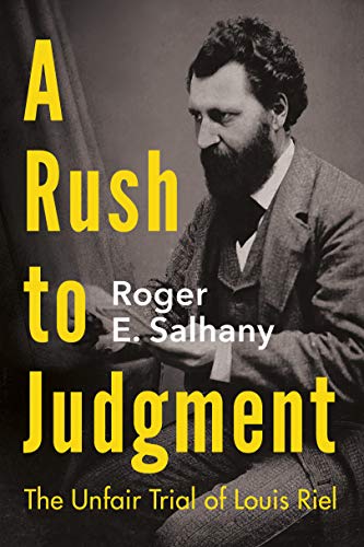 Book cover featuring a portrait of Louis Riel with bold yellow text.