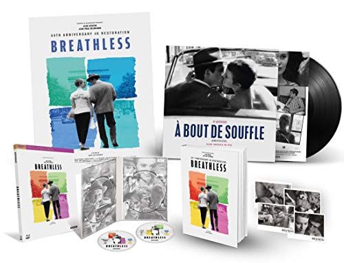 Breathless" collector's edition Blu-ray set with film packaging and vinyl record.