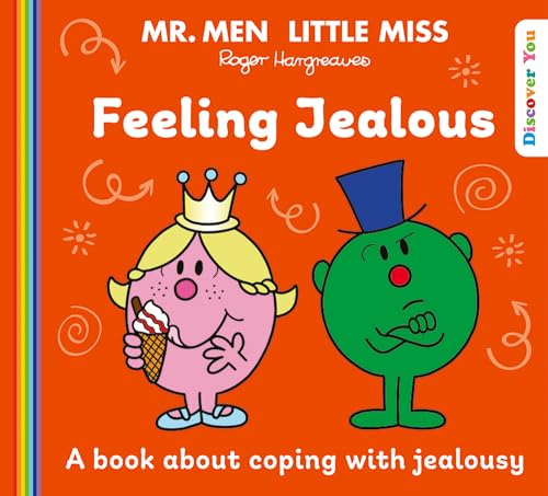 Book cover featuring Little Miss Princess and Mr. Greedy looking jealous.