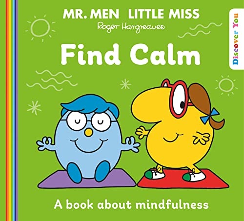 Mr. Men Little Miss book cover featuring two characters on mats on green background.